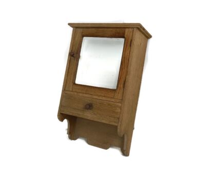 Medicine Cabinet Apothecary Bathroom Shaving Cabinet Antique Carved Wood Beveled Glass Mirror  