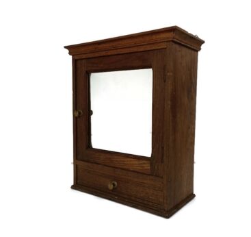 Medicine Cabinet Apothecary Bathroom Shaving  Antique Carved Oak Wall hanging Kitchen