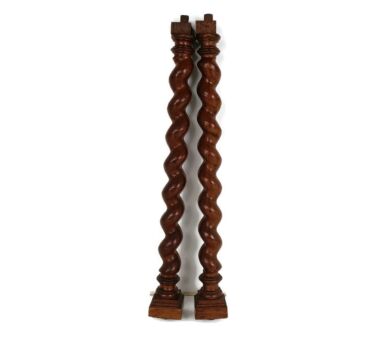 2 Reclaimed Solid Barley Twist Pieces Column Post Pillar Spiral Trim Salvaged Architectural