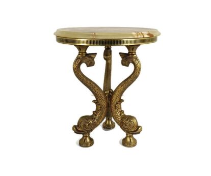 Hollywood regency Side Table Marle top Ornate Brass Fish legs Coffee Wine table Modernist