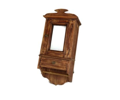 antique medicine apothecary shaving cabinet special wood wall hanging barn farmhouse style