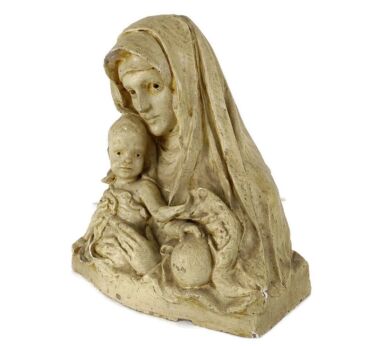 Vintage Bust Virgin Mary Our lady  Madonna with Infant Jesus Plaster 