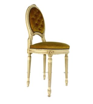 Parlor Chair French Provincial Hobnails   Fabric Ornate Carved Wood Vintage
