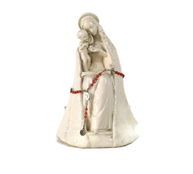 Virgin Mary Madonna Holy Mother of wisdom  Infant Child Plaster Statue Vintage Rosary