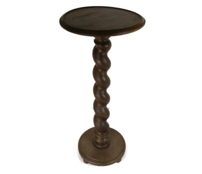 Barley Twist hand Carved twisted Wood Pedestal Plant Stand Vintage Barn Style Side Table large