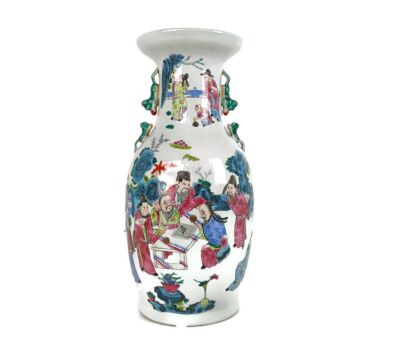 Family Rose  Chinese Vase vintage  hand Painted Board Games in the garden chic Porcelain