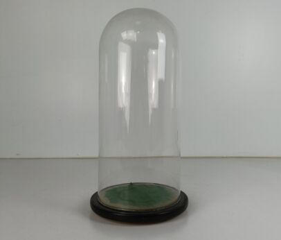 antique Round Hand Blown Glass Dome Globe Steampunk Display 19.48" D 8.46"