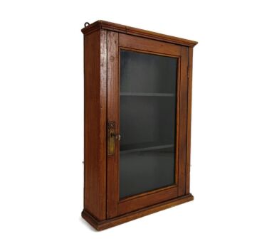 Vintage hand Carved Wood Medicine Kitchen Wall Cabinet Apothecary  Bathroom Barn style