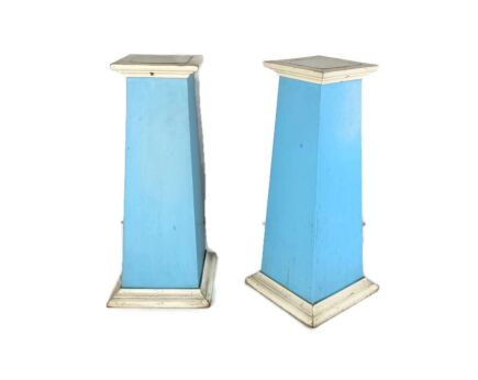 couple of Wooden antique Pedestals Plant stand stands for statues painted  babyblue 