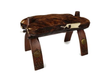 Vintage Bedouin Camel Saddle Hide  Stool Ottoman trims  Rare  Gorgeous