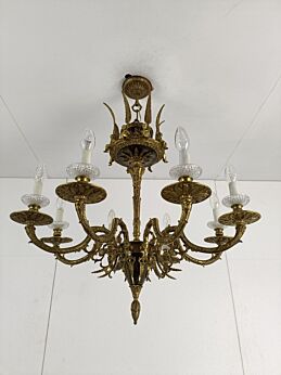 Hollywood Regency Empire Chandelier Ornate 8 arm Putti Angels Guirlandes