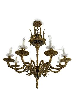 Hollywood Regency Chandelier Ornate 8 arm Putti Angels Guirlandes Feathers Spain