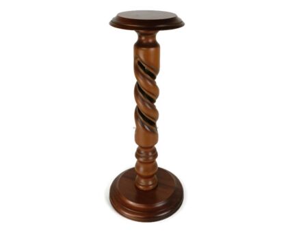 Open Barley Twist Wooden  Side Wine Display Table Pedestal Plant Bonsai Flower Stand Barn Farmhouse