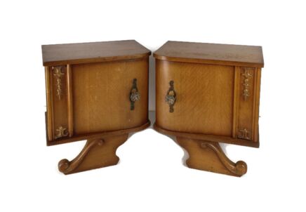 Pair Couple Vintage Nightstands End tables Mid Century Modern Wood Night stands Bedroom