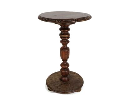 hand Carved Wooden Pedestal Plant stand bonsai stand Side table Ornate barn style vintage