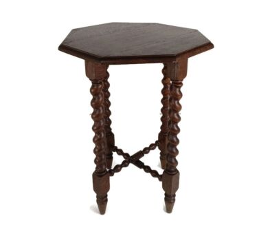 Octagonal Hand Carved wood Pedestal Table Plant Flower Bonsai Stand Side Table Barley Twist barn style
