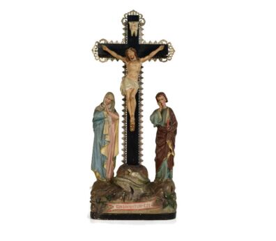 Calvary Crucifix Christ Crucifixion Mary Magdalene St John consummatum  est Plaster Gorgeous