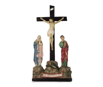 Calvary Crucifix Christ Crucifixion Mary Magdalene St John consummatum  est Plaster Golgotha