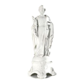 large Antique Porcelain Bisque Statue Saint Joseph  Lilies Protector of homes Marked M&L