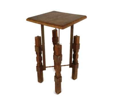 Industrial Steampunk Rustic Pedestal Plant stand Side table Wood Iron funky vintage