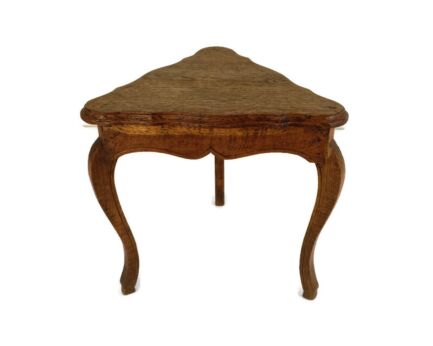small side table pedestal plant stand triangled wood oak vintage barn style 