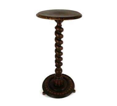 Barley twist hand carved Wooden Pedestal Plant Stand Side Table Bonsai stand vintage