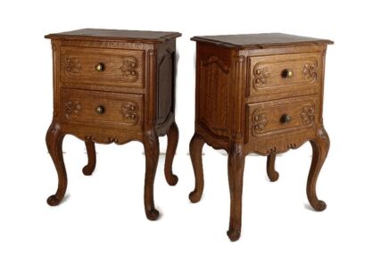 Pair of Nightstands End Tables Massive Wood Louis XV style Ornate carved wood Vintage WOW 