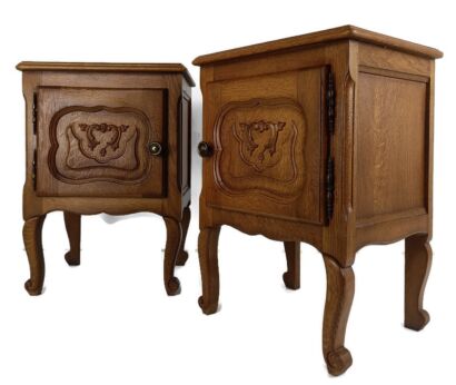 Pair of Nightstands End Tables Cabinets Louis XV style Bedroom Cabinets wood Vintage 