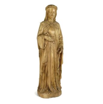 Large Statue Church hand Carved Wood Antique Saint Ursula Arrow 19th century HTF Collector