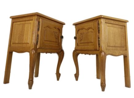 Pair of Nightstands End Tables Cabinets Louis XV style Bedroom Cabinets wood farmhouse Country Style