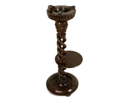 Vintage Carved wood Open Barley Twist Pedestal Display Table Plant Bonsai Flower Stand smokers table