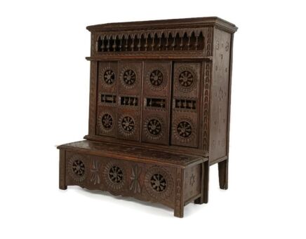 MIniature French Breton Salesman sample hanging cabinet Wood antique 1900s Gorgeous  