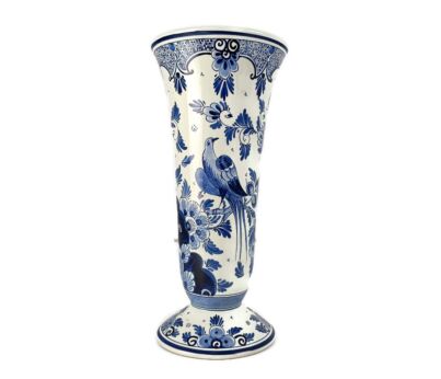 Vase Vintage Delft Blue White hand painted, gorgeous, Bird