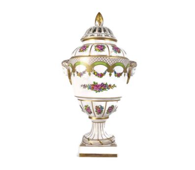 Dresden Germany Urn Lidded Vase Centerpiece Porcelain female faces Vintage gorgeous