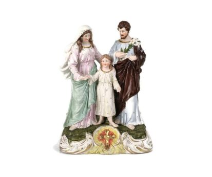 statue Holy Family Porcelain Saint Joseph Infant Jesus Virgin Mary Vintage Polychrome 