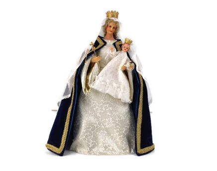 Hand Made Wax Madonna  Doll Virgin Mary Our Lady with Infant Jesus Figurine  Made by Nuns