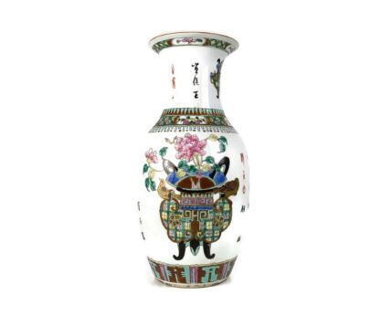 Antique 19th century Porcelain Chinese Vase Family Rose Flower Basket Gorgeous  