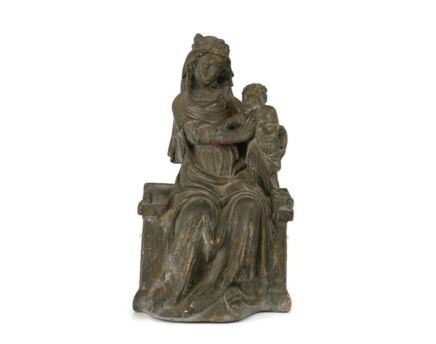 Sitting Madonna of Wisdom Sedes  sapientiae with Infant Jesus Vintage Plaster 