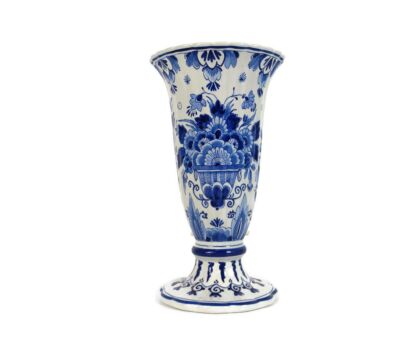 Vintage Vase Delft Blue White De Porceleyne Fles Hand Painted Marked Porcelain