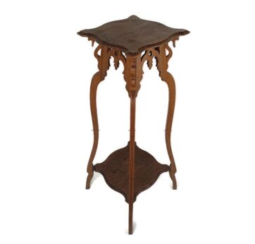 Art Noveau antique Pedestal Plant stand Two tier side table, bonsai table carved wood