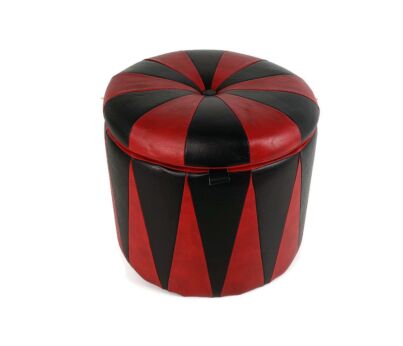 Retro Patchwork Footstool Stool Pouf Cut and Sew Ottoman Seat Vintage Semi Leather Storage 