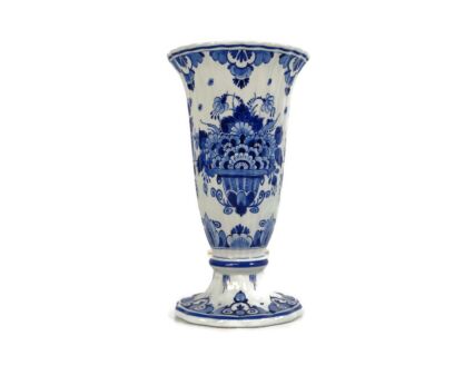 Vintage Vase Delft Blue White Koninklyke Porceleyne Fles Hand Painted Marked Flower Basket