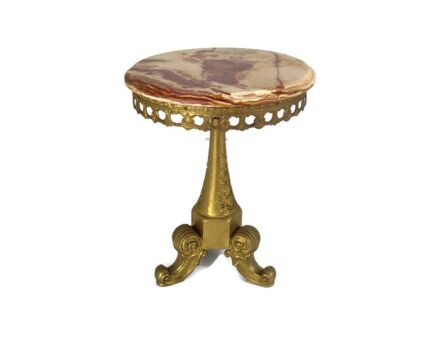 Vintage Mid Century Modern Brass Onyx Marble Side Table Hollywood regency style