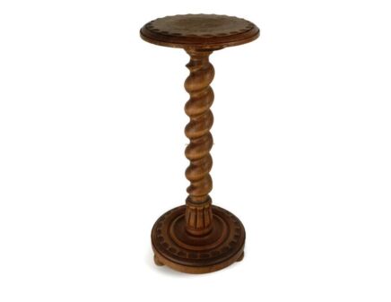 Ornate Barley twist hand Carved Wood Wooden Pedestal Plant Stand bonsai table side table Vintage