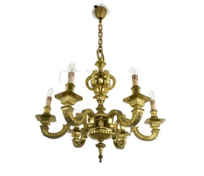 Antique mazarin Chandelier Gilded Bronze 6 lights Arms baroque style France