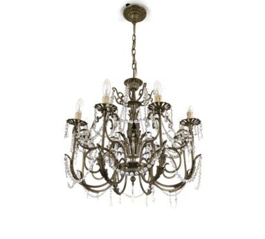 Hollywood regency Style Chandelier Beads Prisms Brass 8 lights Ceiling fixture vintage WOW