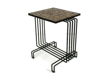 Vintage Retro Small Side Occasional table, wrought iron Mosaic ceramic Tiles Funky 