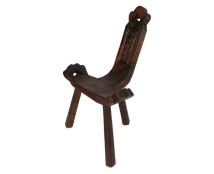 Wooden Spanish Tripod Side Display Wine Milking Stool Crutch Chair Vintage Barn Country Farmhouse  