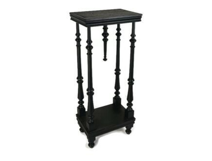 Black lacquered Wood Wooden Pedestal Plant Bonsai Stand Console Spindles Gorgeous