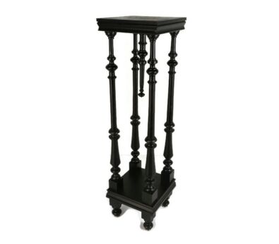 Black lacquered Wood Wooden Pedestal Plant Bonsai Stand Console Spindles Two tier Gorgeous